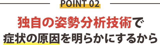 独自の姿勢分析技術で 症状の原因を明らかにするから